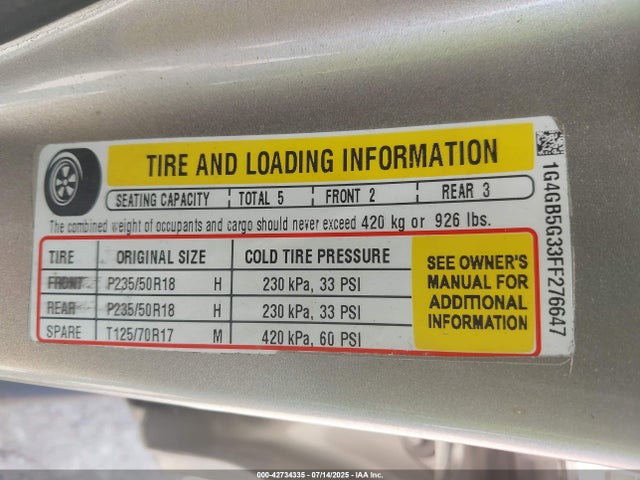 1G4GB5G33FF276647 Buick lfx