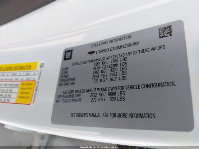 2021 CHEVROLET TAHOE 1GNSKLED8MR258369 Photo 8