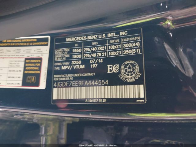 2015 MERCEDES-BENZ GL 63 AMG 4JGDF7EE9FA444554 Photo 8