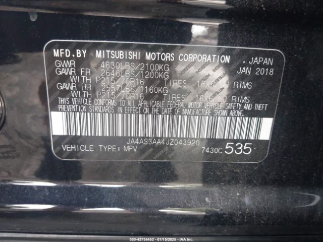 2018 MITSUBISHI ECLIPSE CROSS JA4AS3AA4JZ043920 Photo 8