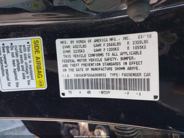 2010 ACURA TL 19UUA9F50AA008652 Photo 8