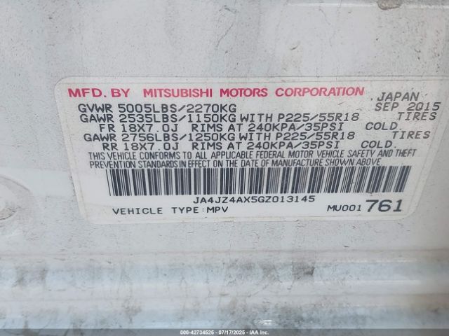 2016 MITSUBISHI OUTLANDER JA4JZ4AX5GZ013145 Photo 8