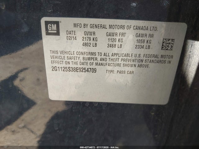 Chevrolet lfx 2014 2G1125S38E9254709 Image 9