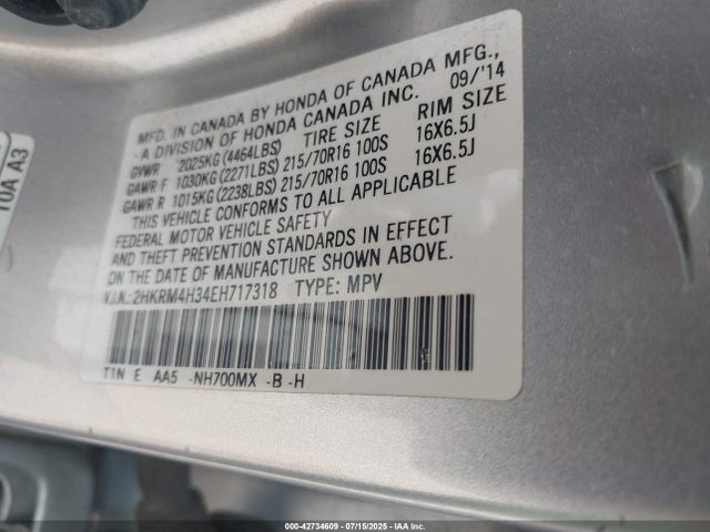 2HKRM4H34EH717318 Honda k24z7