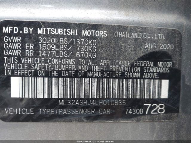 2020 MITSUBISHI MIRAGE ML32A3HJ4LH010835 Photo 8