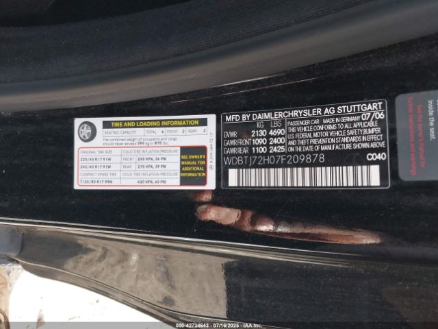 2007 MERCEDES-BENZ CLK 550 WDBTJ72H07F209878 Photo 8