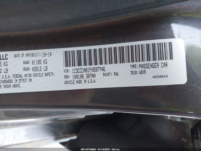 1C3CCCAB1FN597746 Chrysler 200