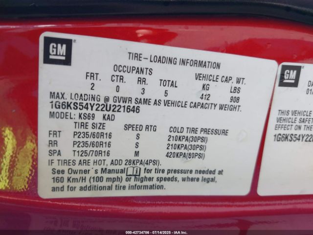 2002 CADILLAC SEVILLE 1G6KS54Y22U221646 Photo 8