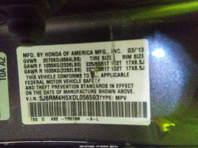 2013 HONDA CR-V 5J6RM4H5XDL056593 Photo 8