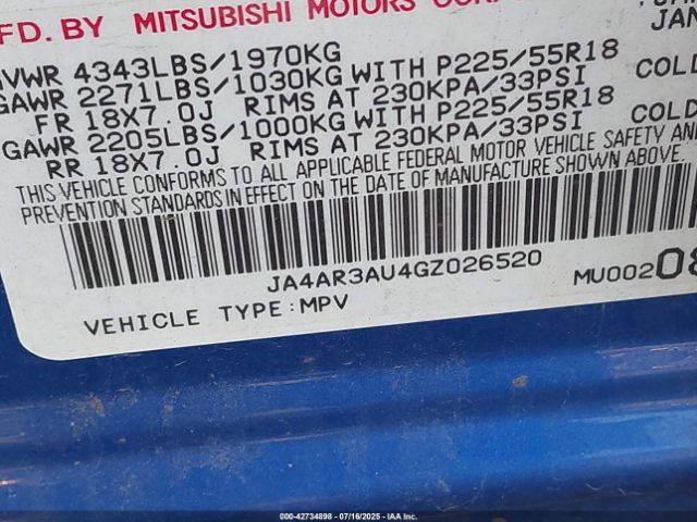 2016 MITSUBISHI OUTLANDER SPORT JA4AR3AU4GZ026520 Photo 8