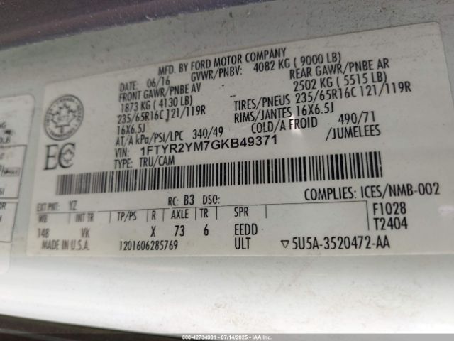 2016 FORD TRANSIT-250 1FTYR2YM7GKB49371 Photo 8