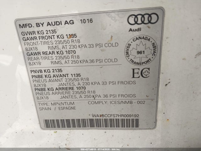 2017 AUDI Q3 WA1BCCFS7HR009192 Photo 8