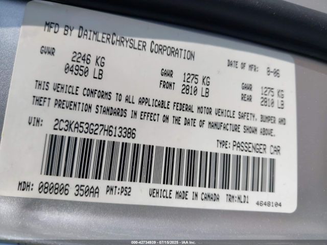 2007 CHRYSLER 300 2C3KA53G27H613386 Photo 8