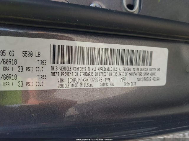 1C4PJMDX0KD323275 Jeep Cherokee