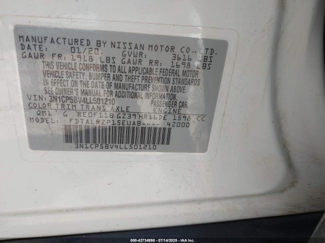 Nissan 2020 2020 3N1CP5BV4LL501210 Image 9