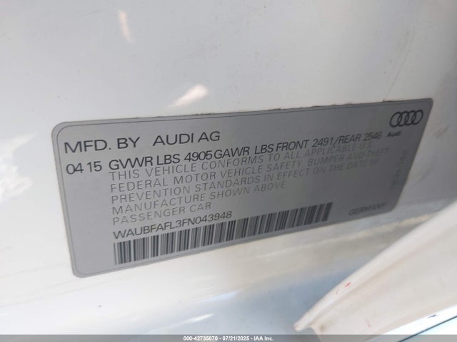 2015 AUDI A4 WAUBFAFL3FN043948 Photo 8