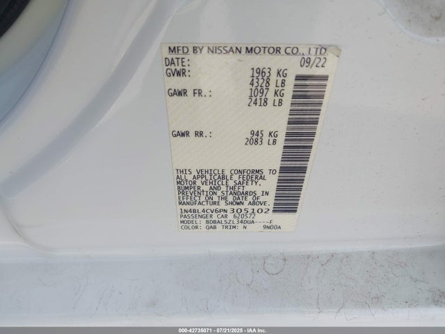 Nissan Altima 2023 1N4BL4CV6PN305102 Image 9