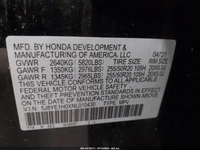 2022 ACURA MDX 5J8YE1H0XNL010430 Photo 8