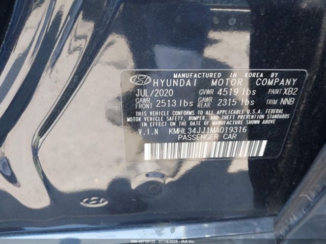 2021 HYUNDAI SONATA KMHL34JJ1MA019316 Photo 8