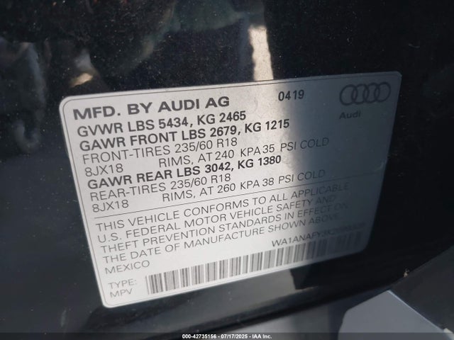 WA1ANAFY3K2099309 Audi Q5