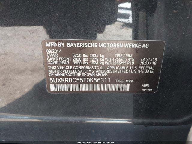Продажа на аукционе авто 2015 Bmw X5 Xdrive35i, vin: 5UXKR0C55F0K56311, номер лота: 42735188