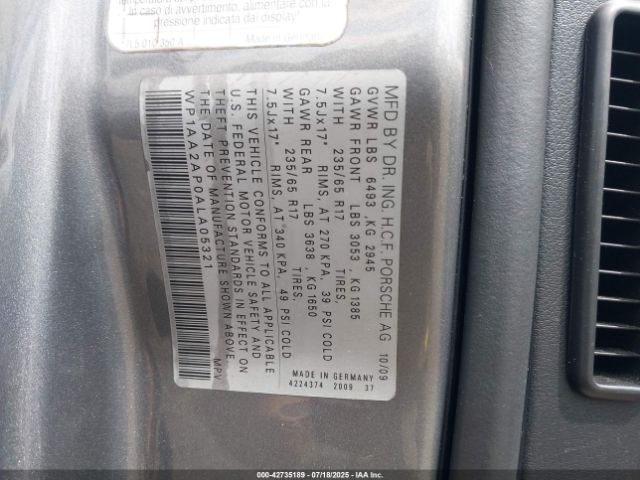 2010 PORSCHE CAYENNE WP1AA2AP0ALA05321 Photo 8