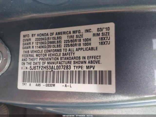 2010 HONDA ACCORD CROSSTOUR 5J6TF2H53AL007283 Photo 8