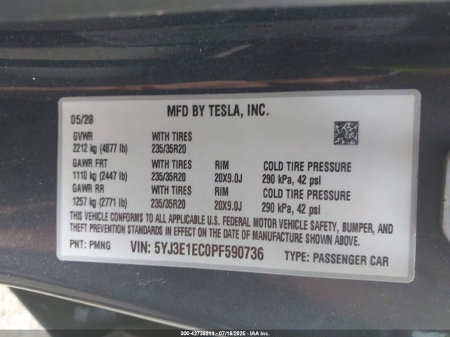 2023 TESLA MODEL 3 5YJ3E1EC0PF590736 Photo 8