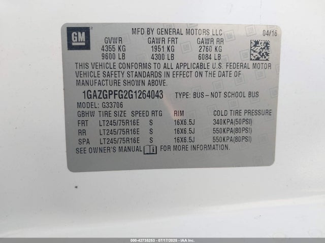 1GAZGPFG2G1264043 Chevrolet l96 - flexible fuel (gas/ethanol), sfi iron