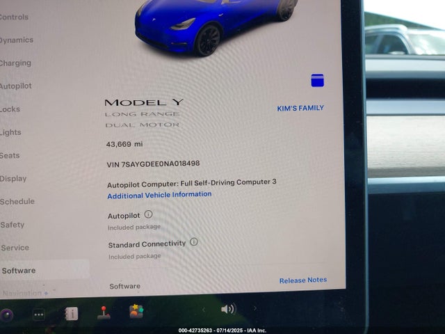 2022 TESLA MODEL Y 7SAYGDEE0NA018498 Photo 6