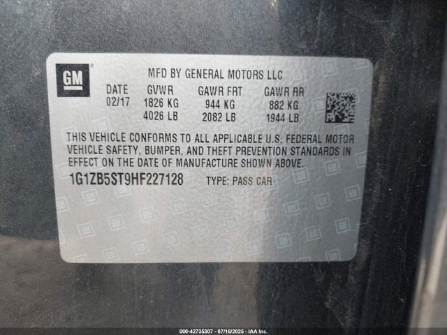 1G1ZB5ST9HF227128 Chevrolet lfv - di: direct injection, vvt: variable valve timing, gen 1