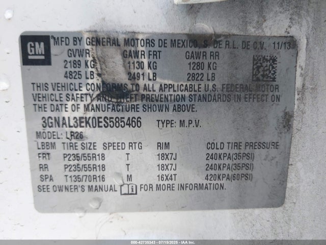 3GNAL3EK0ES585466 Chevrolet lea