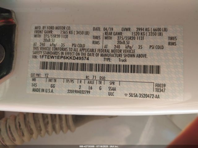2019 FORD F-150 1FTEW1EP6KKD49574 Photo 8