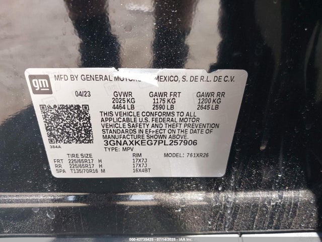 3GNAXKEG7PL257906 Chevrolet lsd