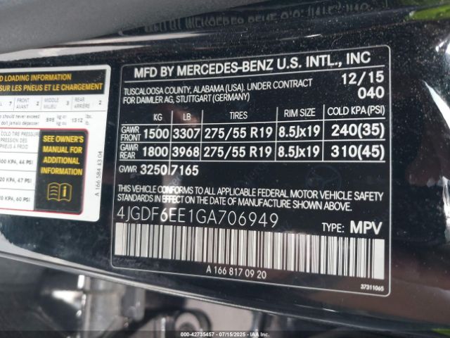 2016 MERCEDES-BENZ GL 450 4JGDF6EE1GA706949 Photo 8