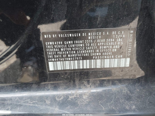 3VW447AU7HM037973 Volkswagen 2.0 tsi