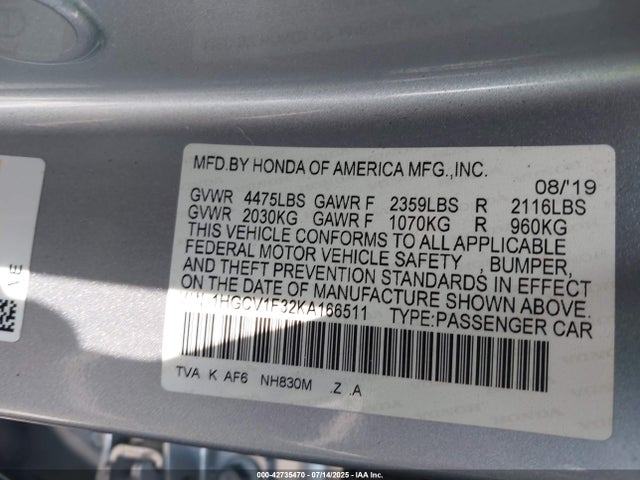 1HGCV1F32KA166511 Honda l15be