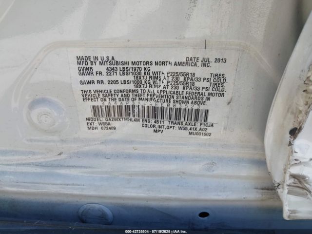 2014 MITSUBISHI OUTLANDER SPORT 4A4AP3AU4EE003523 Photo 8