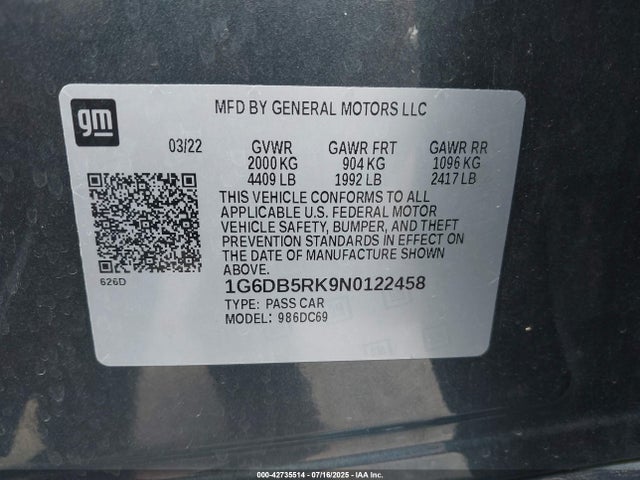 2022 CADILLAC CT4 1G6DB5RK9N0122458 Photo 8
