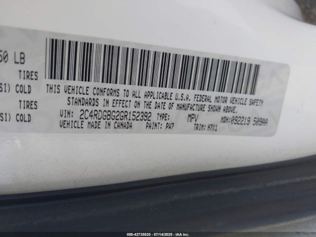 2016 DODGE GRAND CARAVAN 2C4RDGBG2GR152392 Photo 8