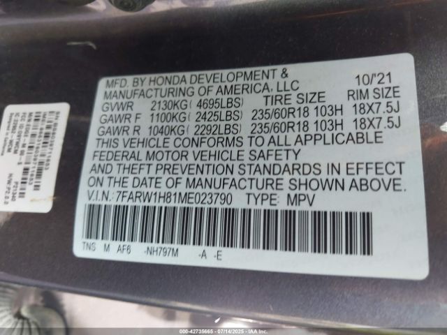 2021 HONDA CR-V 7FARW1H81ME023790 Photo 8