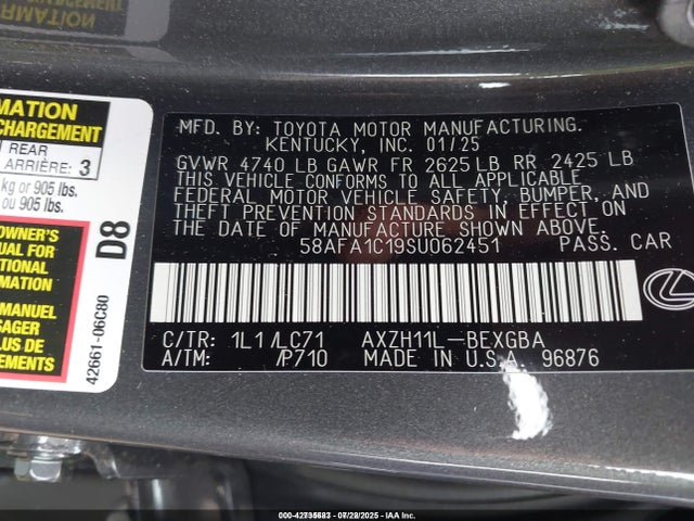 Lexus a25a-fxs 2025 58AFA1C19SU062451 Image 9