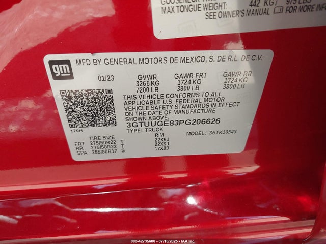 3GTUUGE83PG206626 GMC lz0