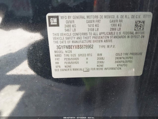 2011 CADILLAC SRX 3GYFNBEYXBS678962 Photo 8