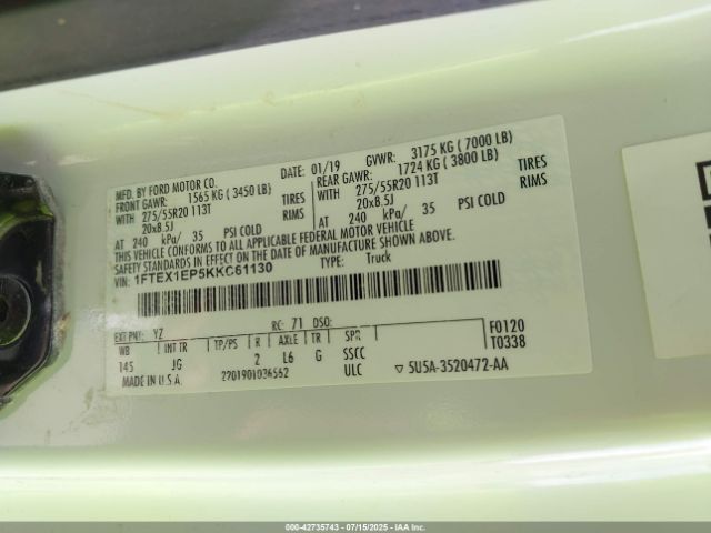 2019 FORD F-150 1FTEX1EP5KKC61130 Photo 8