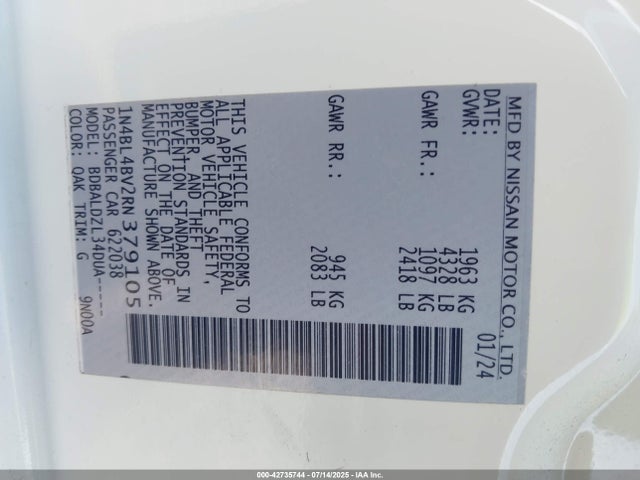 Nissan Altima 2024 1N4BL4BV2RN379105 Image 9