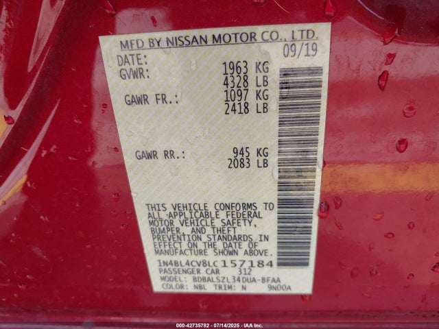 1N4BL4CV8LC157184 Nissan Altima