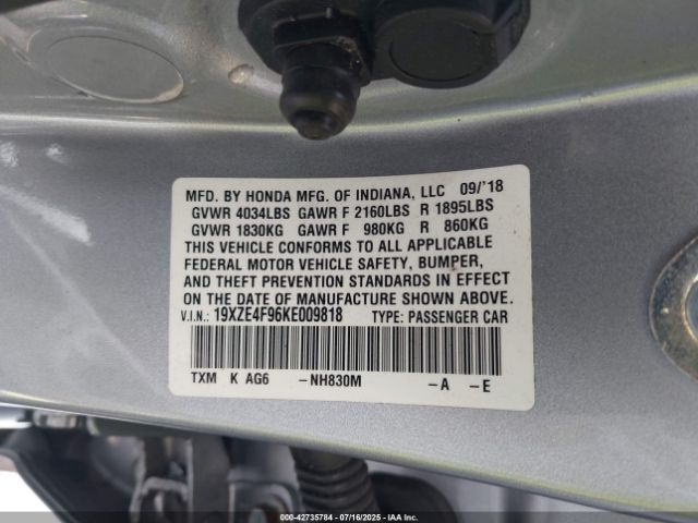 2019 HONDA INSIGHT 19XZE4F96KE009818 Photo 8