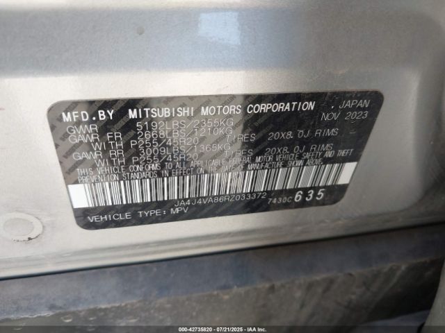 2024 MITSUBISHI OUTLANDER JA4J4VA86RZ033372 Photo 8
