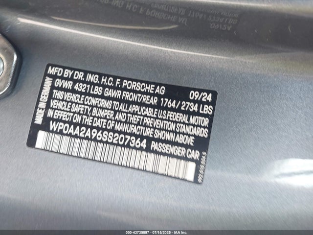 Porsche 911 2025 WP0AA2A96SS207364 Image 9